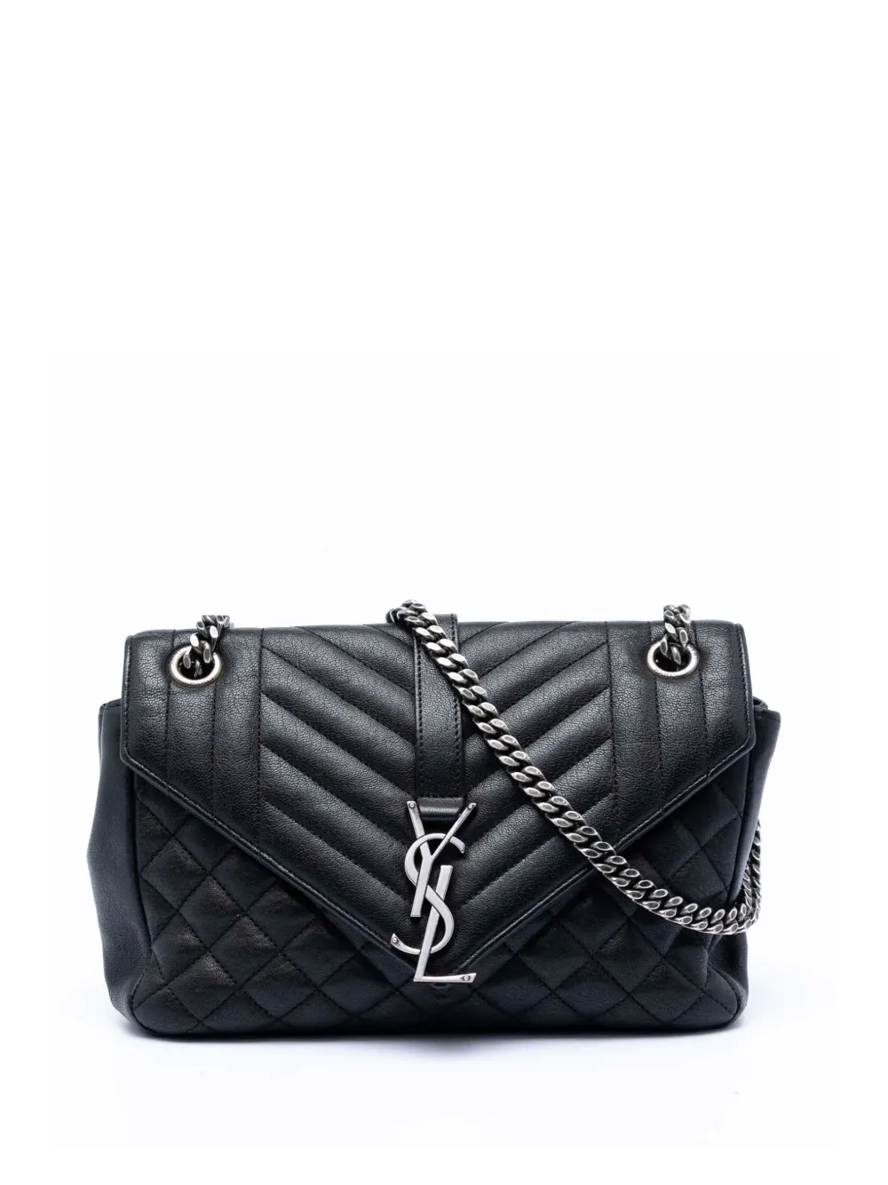Saint Laurent Pre-Owned 2016 Medium Sheepskin Triquilt Monogram College Bag shoulder bag - Black