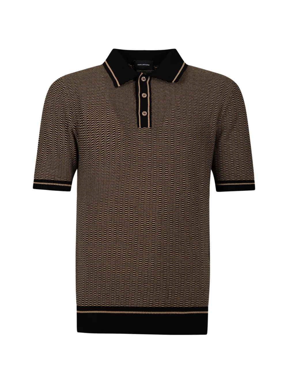 Tagliatore textured-knit tipped polo shirt - Braun