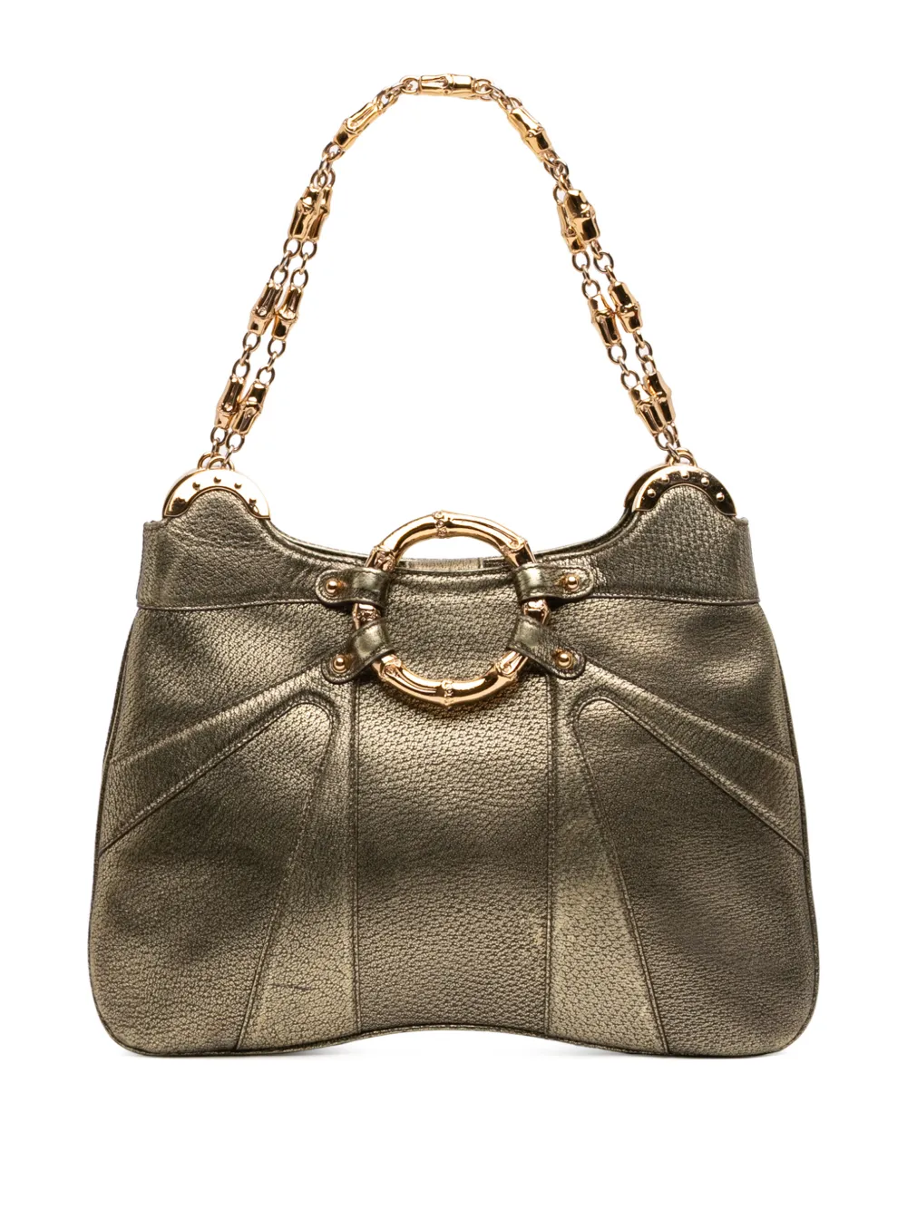 Gucci Pre-Owned 2000-2015 Metallic Calfskin Bamboo Ring Chain shoulder bag - Gold