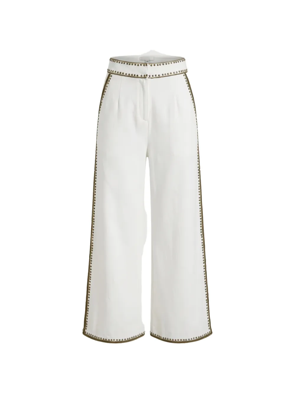 SCARLETT POPPIES Vera studded-trim trousers - Bianco