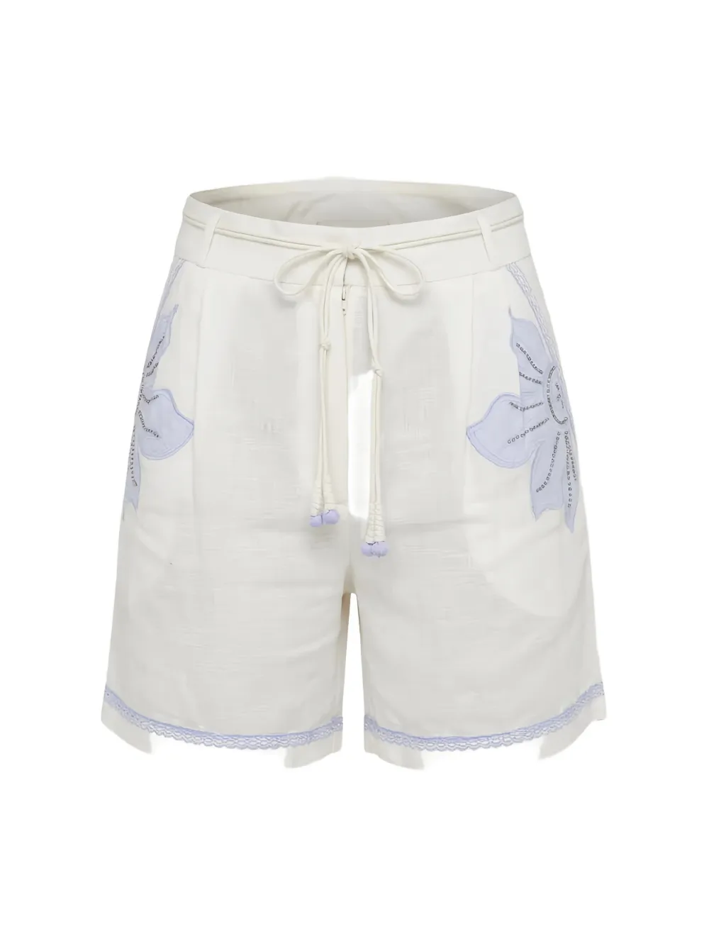 SCARLETT POPPIES floral-embroidered drawstring shorts - Toni neutri