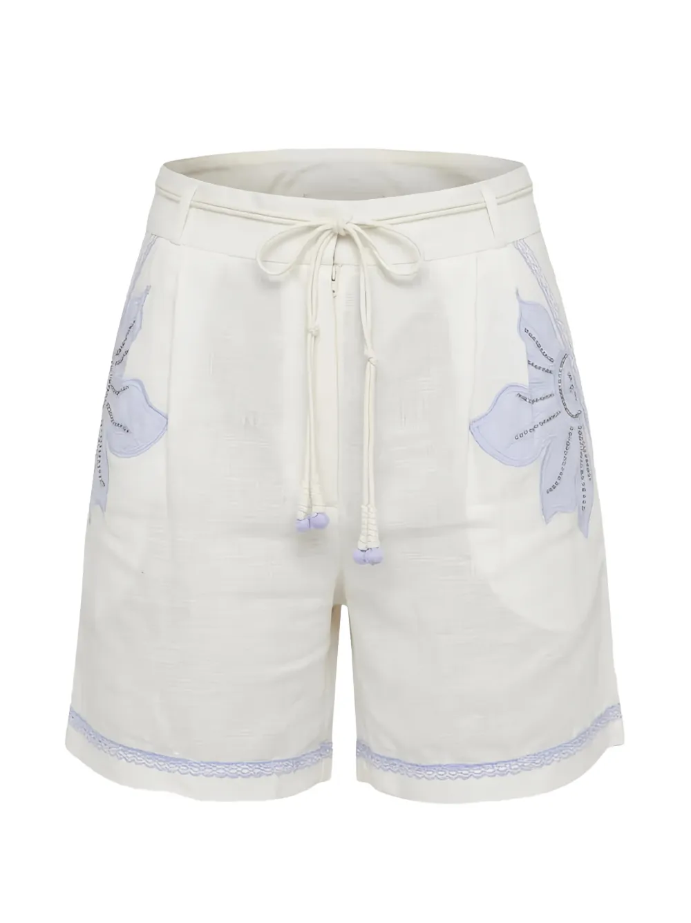SCARLETT POPPIES floral-embroidered drawstring shorts - Neutrals