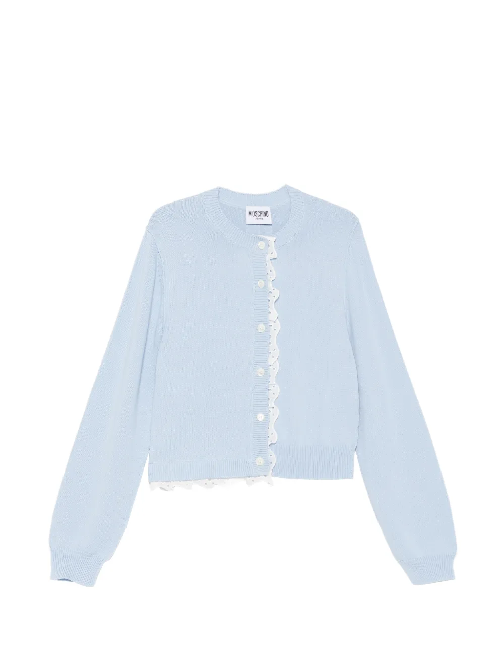 Moschino Broderie-anglaise Cardigan In Blue
