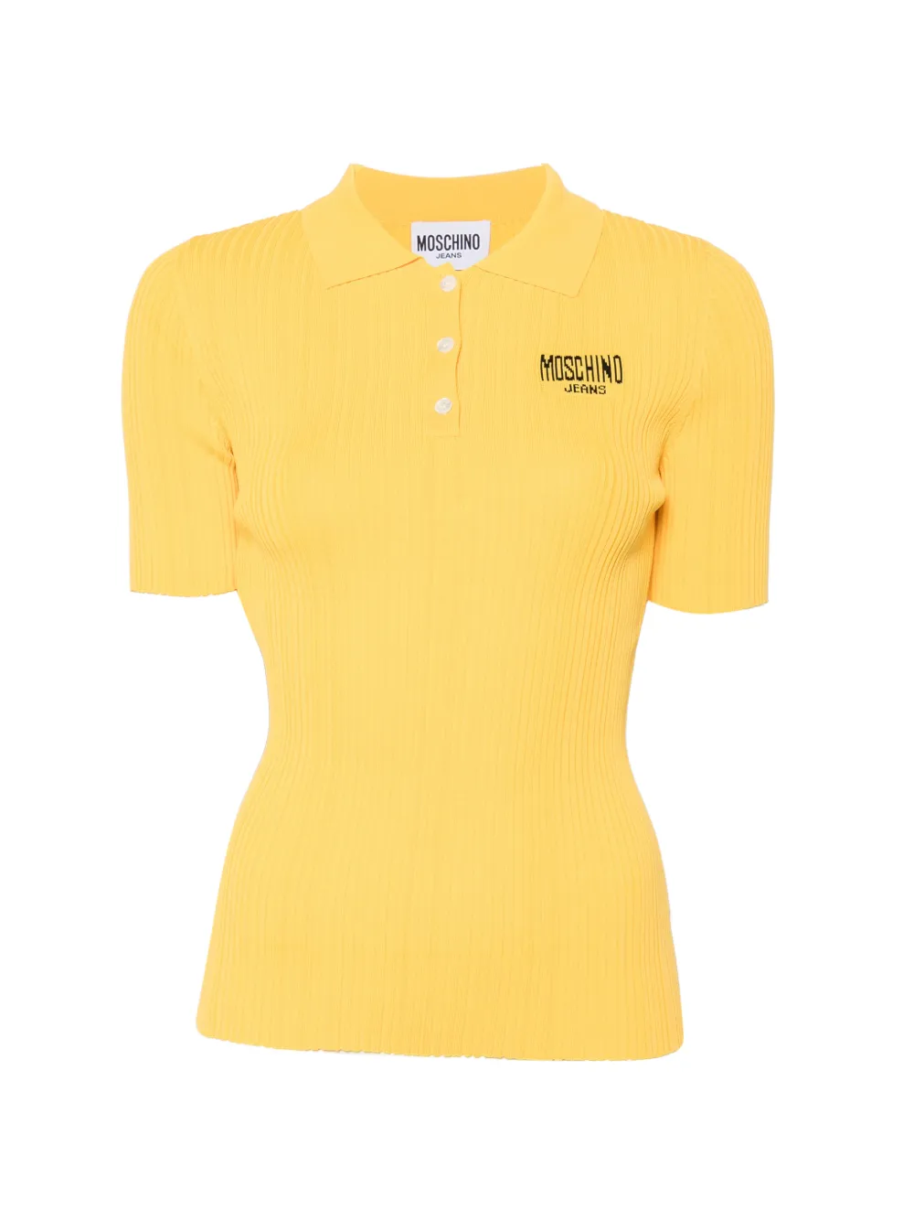 MOSCHINO JEANS ribbed-knit logo-embroidered T-shirt - Gelb
