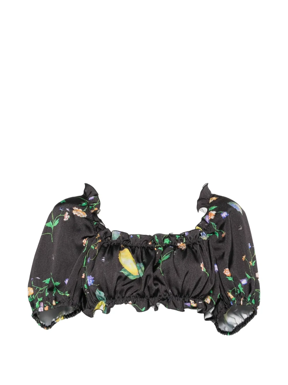 MOSCHINO JEANS floral-print crop top - Nero