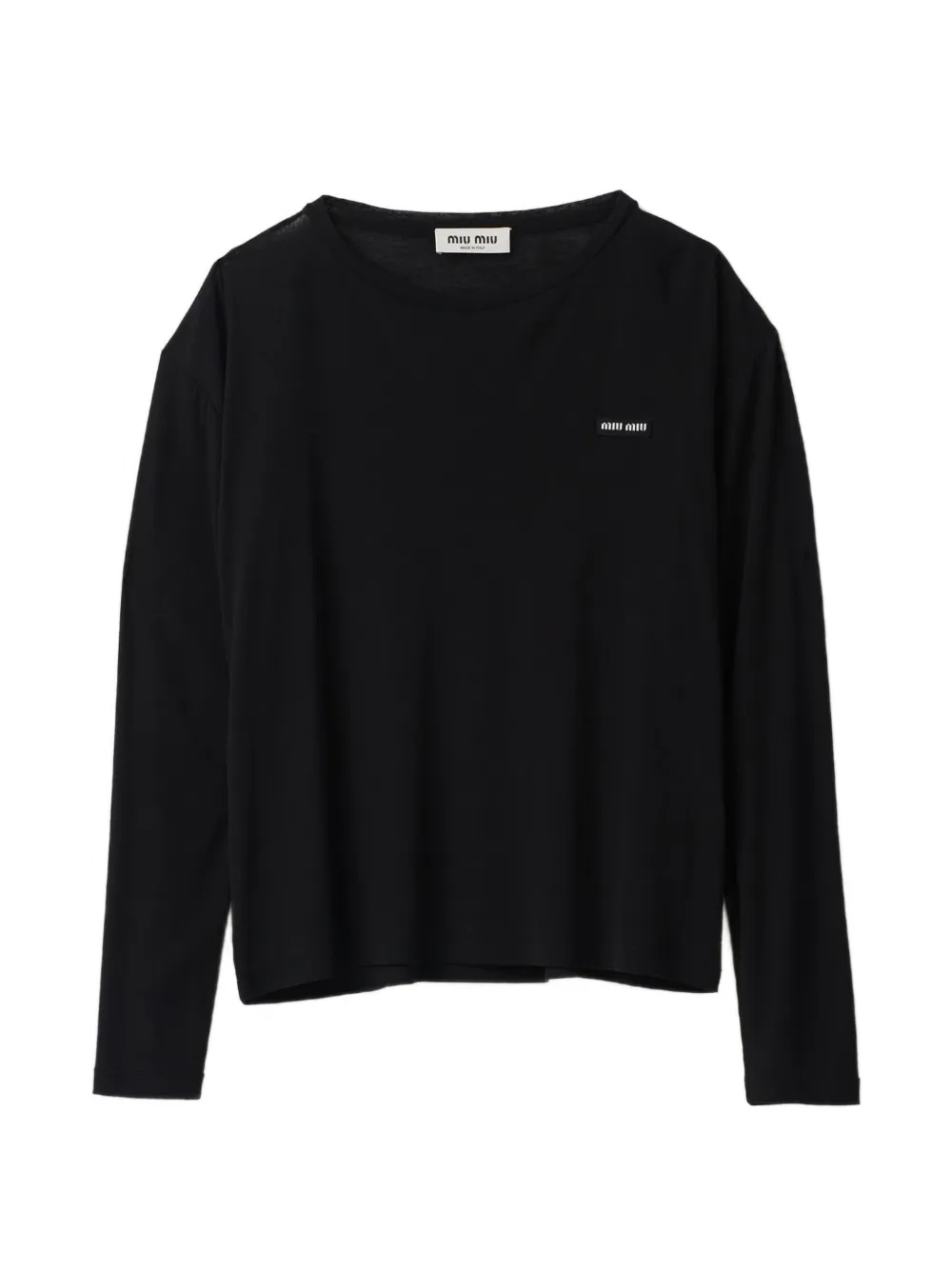 Miu Miu long-sleeved ribbed jersey T-shirt - Nero