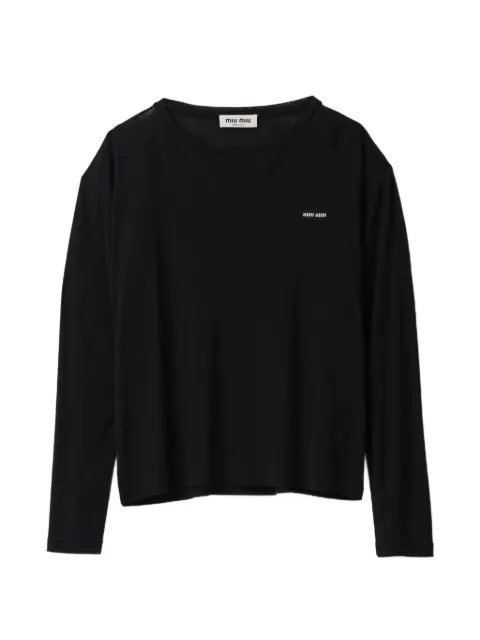 Miu Miu long-sleeved ribbed jersey T-shirt