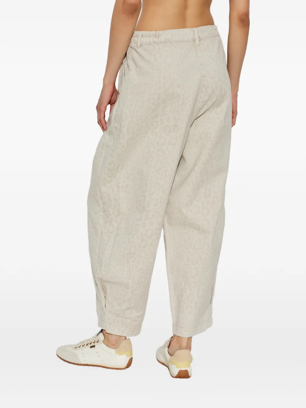 AllSaints Becca geplooide jeans met luipaardprint Beige