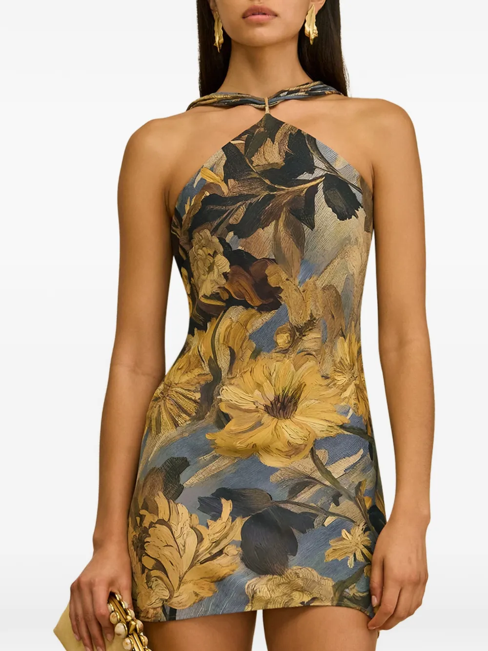Cult Gaia Mini-halterjurk met bloemenprint Geel