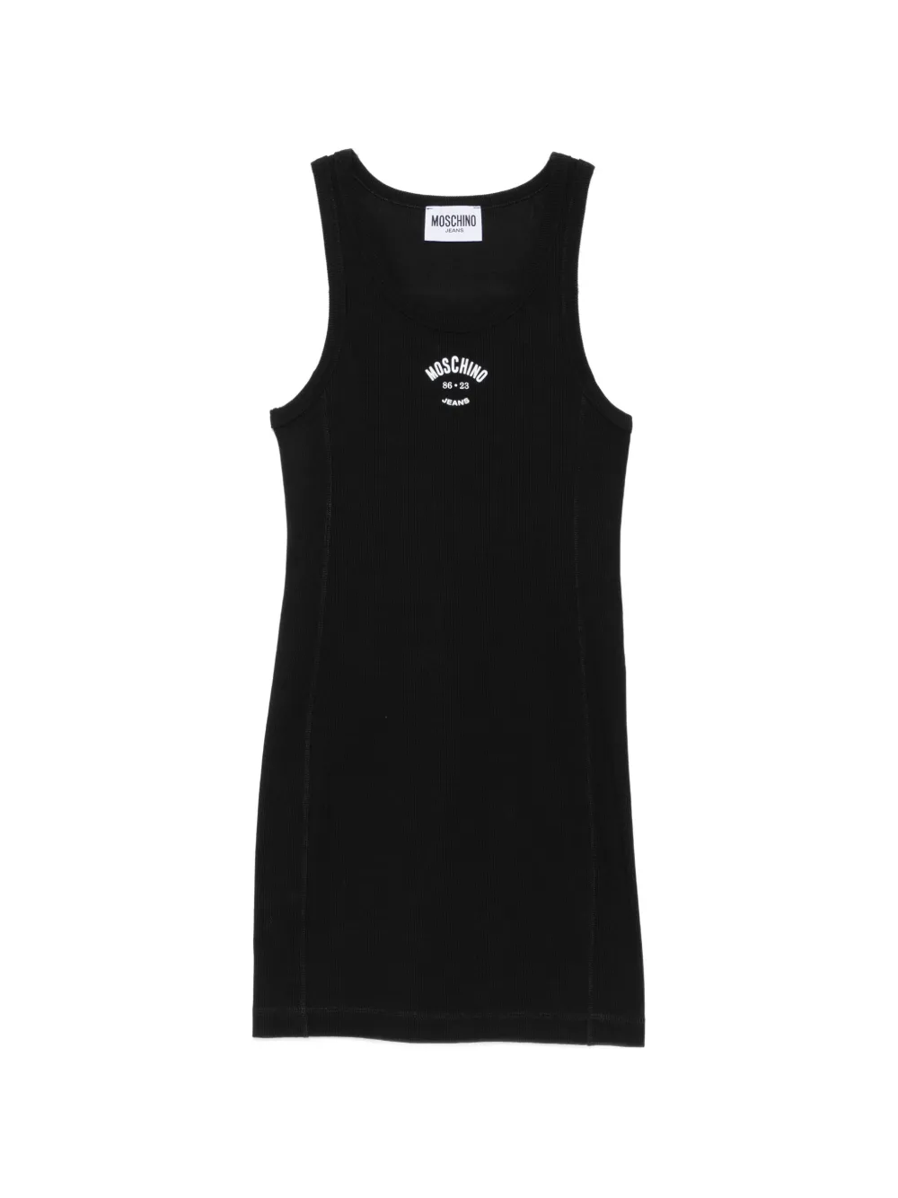 Moschino Ribbed Sleeveless Mini Dress In Black