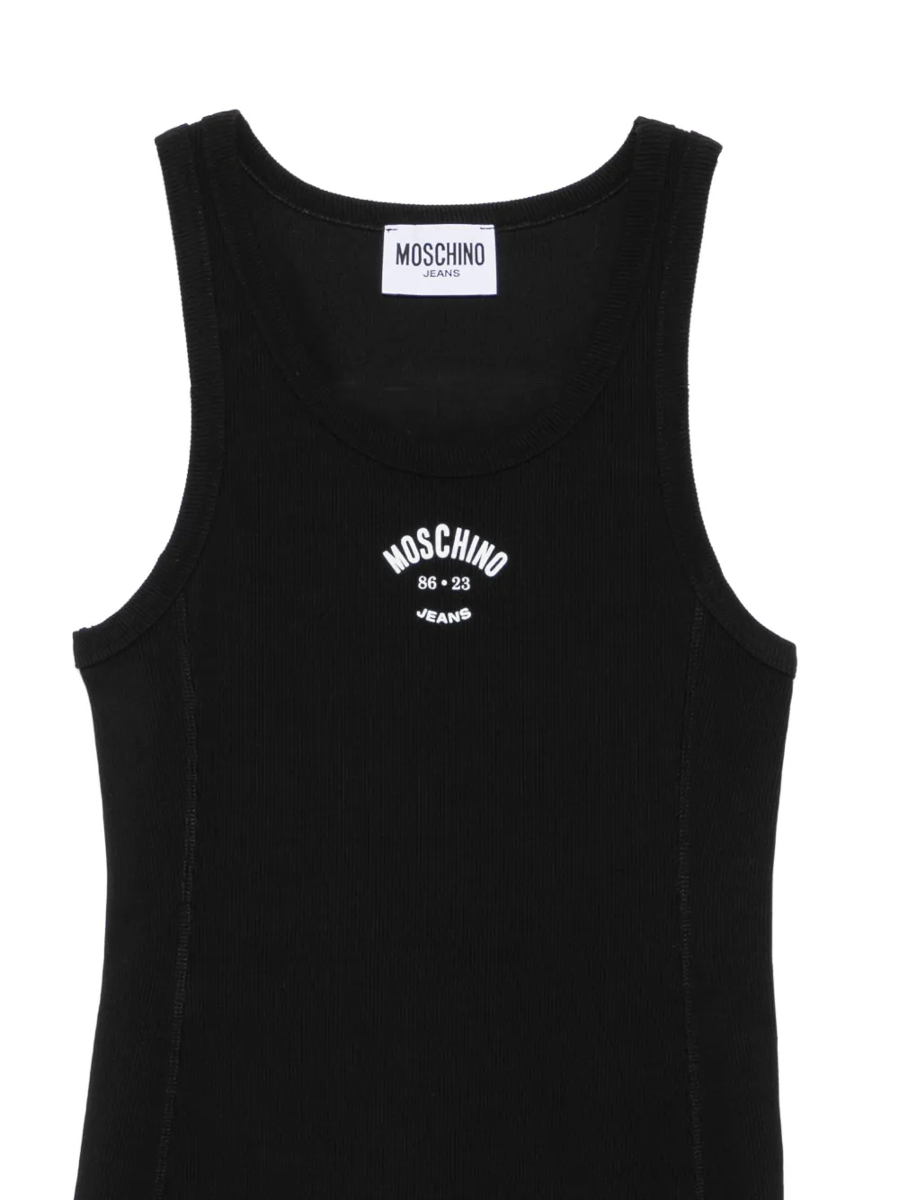  Moschino Jeans Ribbed Sleeveless Mini Dress - Nero 