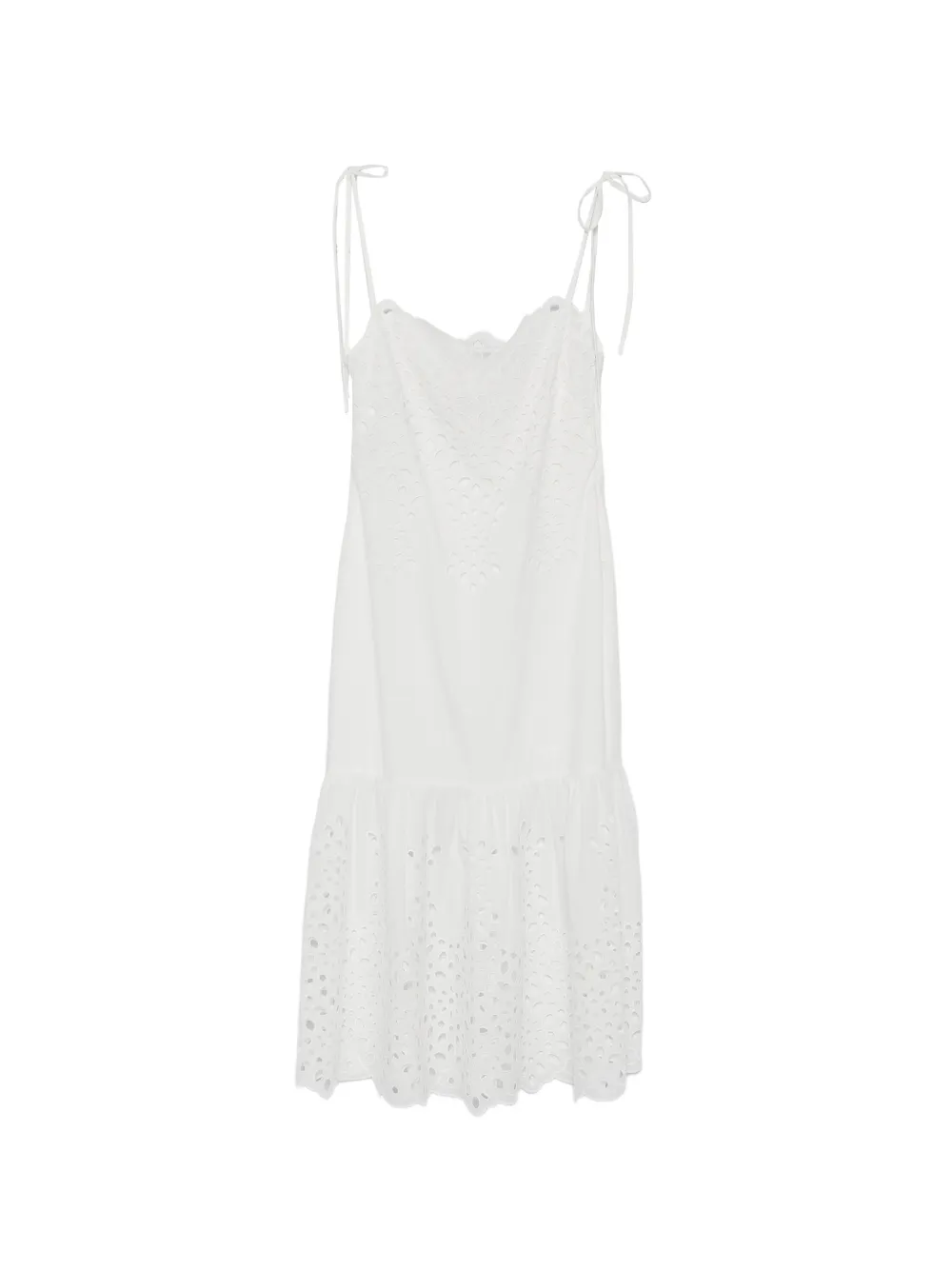 MOSCHINO JEANS broderie-anglaise tie-strap dress - Bianco