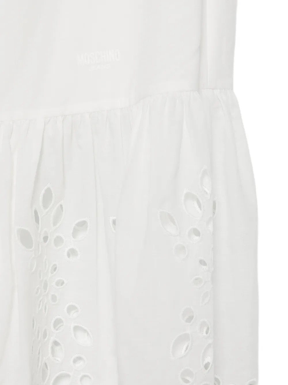MOSCHINO JEANS Broderie anglaise jurk met gestrikt bandje Wit