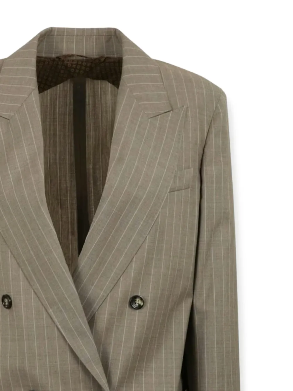 Max Mara Blazer met krijtstreep en dubbele rij knopen Beige