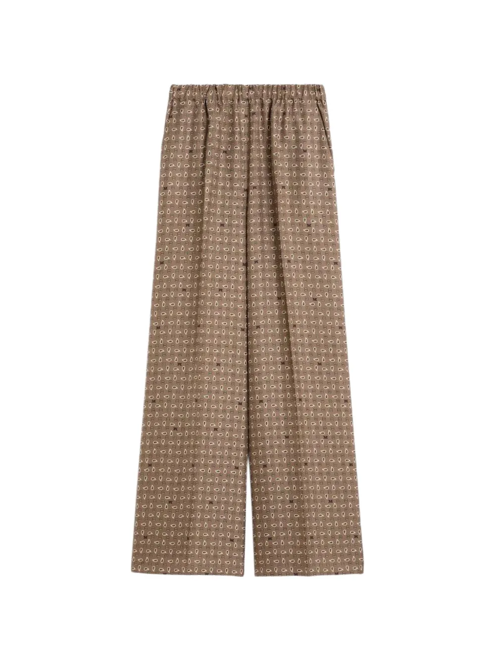 Max Mara monogram-print silk trousers - Marrone