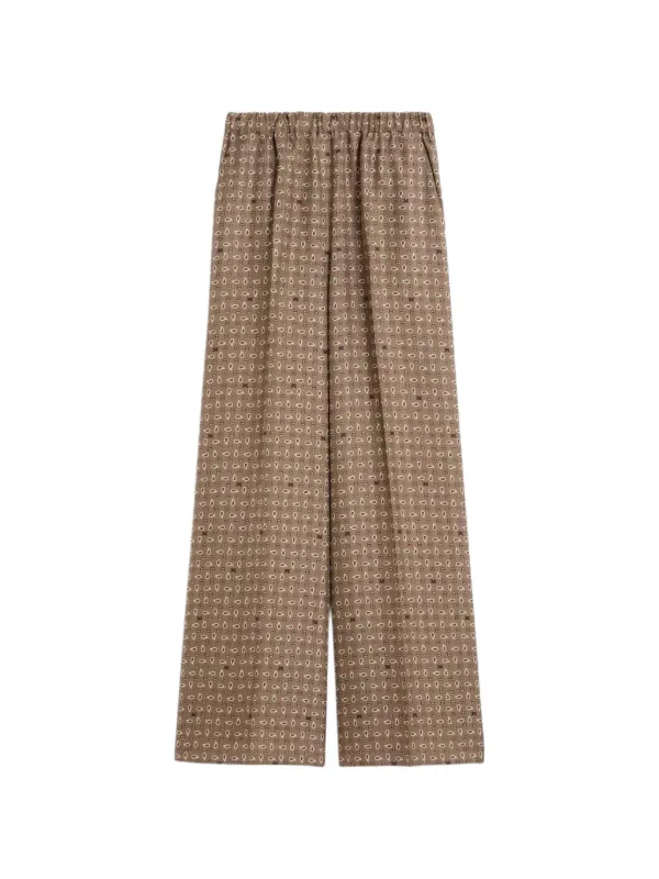 MaxMara シルクパンツ Max Mara モノグラム シルクパンツ | ブラウン | FARFETCH JP