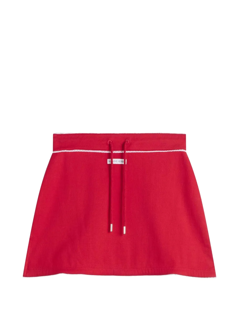 Marine Serre drawstring-waist crochet-trim skirt - Rot