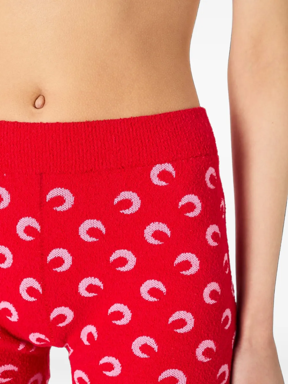 Marine Serre Bouclette mini-shorts met jacquard Moon-print Rood