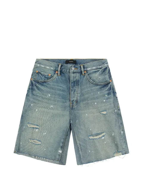 Purple Brand painterly rip shorts