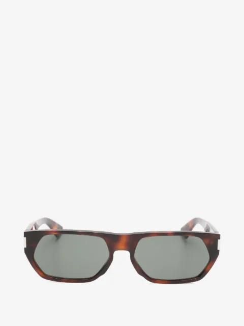 Saint Laurent Eyewear Óculos de sol retangular com efeito tartaruga