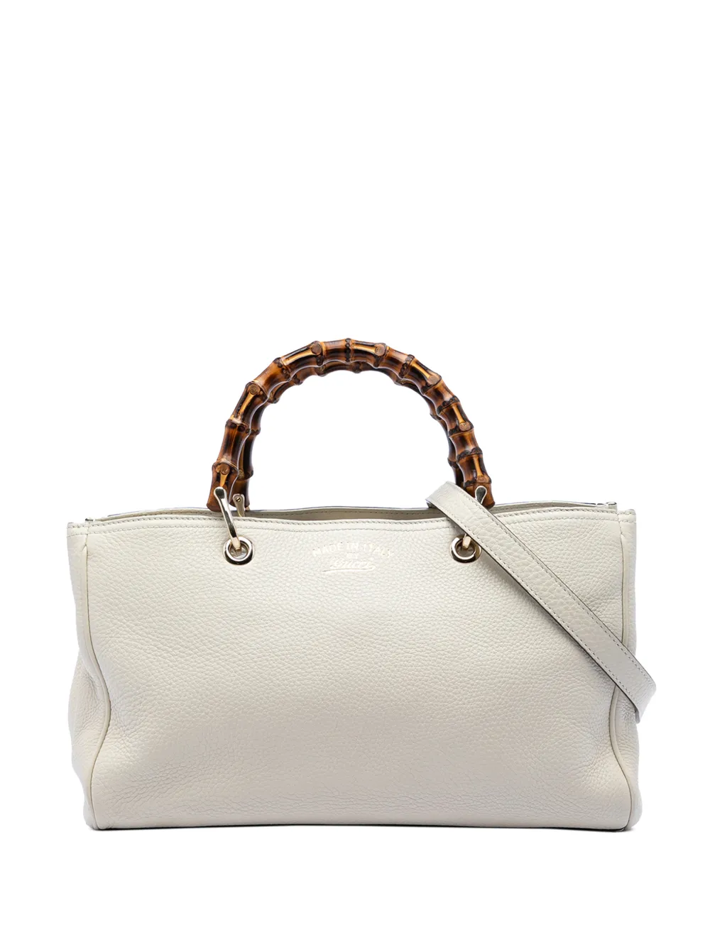 Gucci Pre-Owned 2016-2025 Medium Calfskin Bamboo Shopper satchel - Bianco