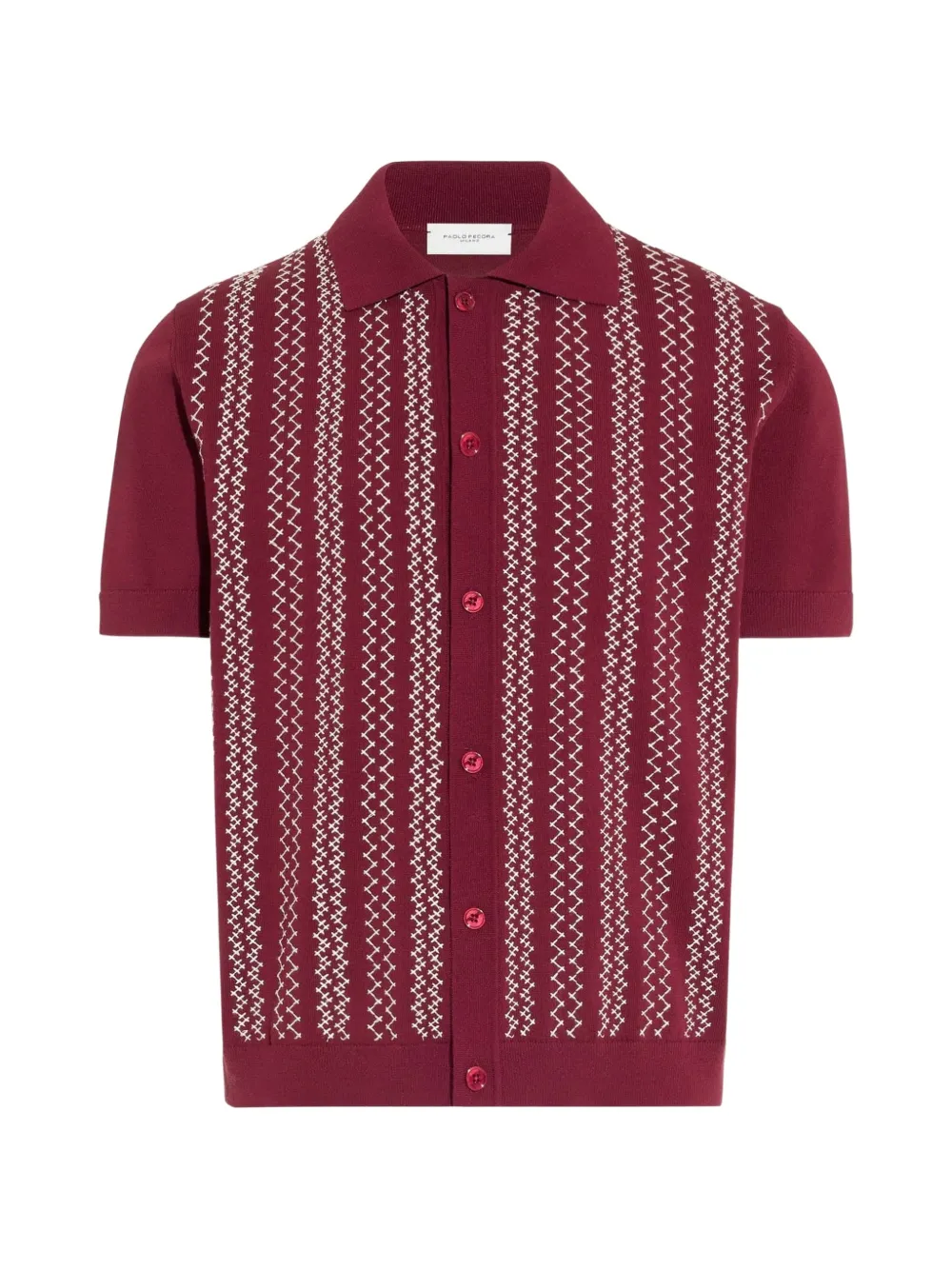 Paolo Pecora stripe-embroidered short-sleeve shirt - Rosso
