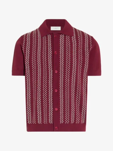Paolo Pecora stripe-embroidered short-sleeve shirt