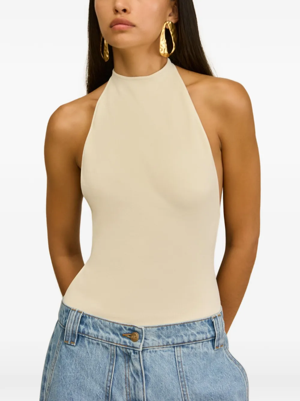 Cult Gaia Minnie halterneck backless bodysuit - Toni neutri