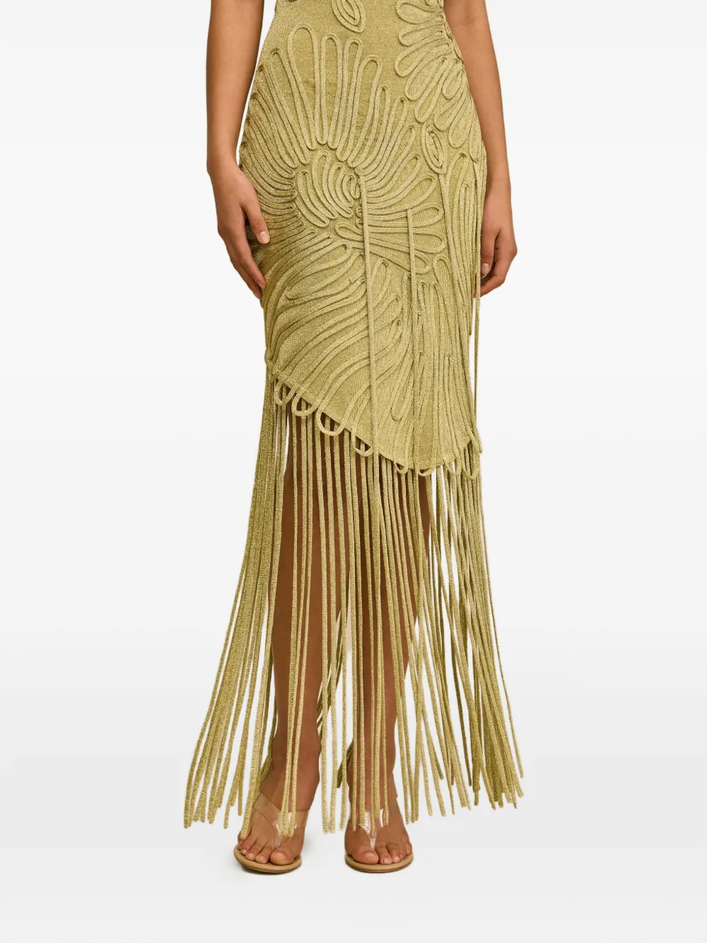 Cult Gaia Edina fringe-trimmed strapless midi dress - Gold