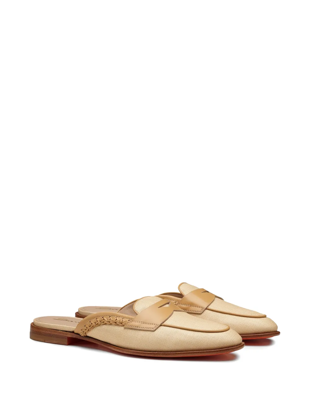 Santoni Platte muiltjes met leren afwerking Beige