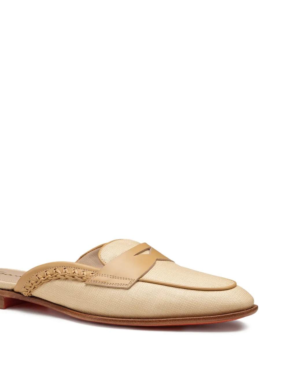 Santoni Platte muiltjes met leren afwerking Beige