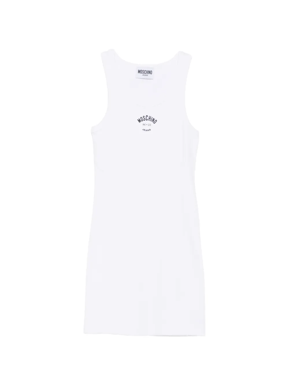 Moschino Logo-print Ribbed Mini Dress In White