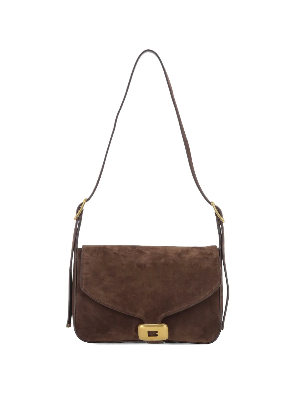 Balenciaga medium Clicca suede logo-plaque shoulder bag - Braun