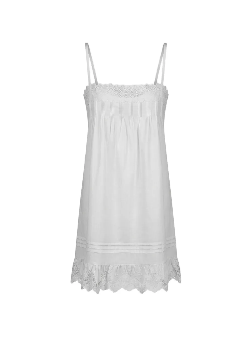 Saint Laurent lace-trim A-line mini dress - White