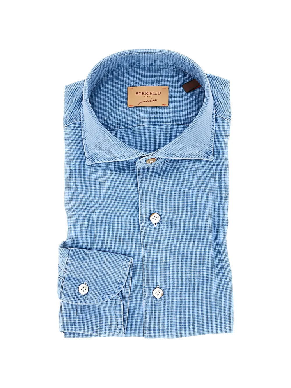 BORRIELLO NAPOLI denim-effect cotton shirt - Blau