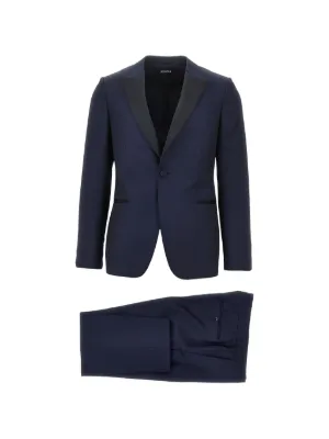 Zegna チェック シングルスーツ | ブルー | FARFETCH JP