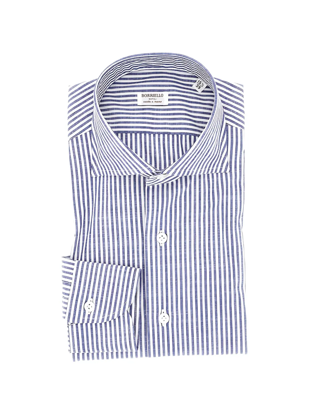 BORRIELLO NAPOLI striped-pattern cotton shirt - Blu