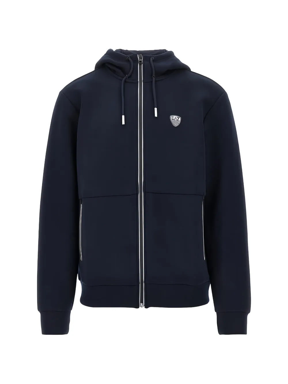 Ea7 Logo-patch Zip-up Hoodie In Blue