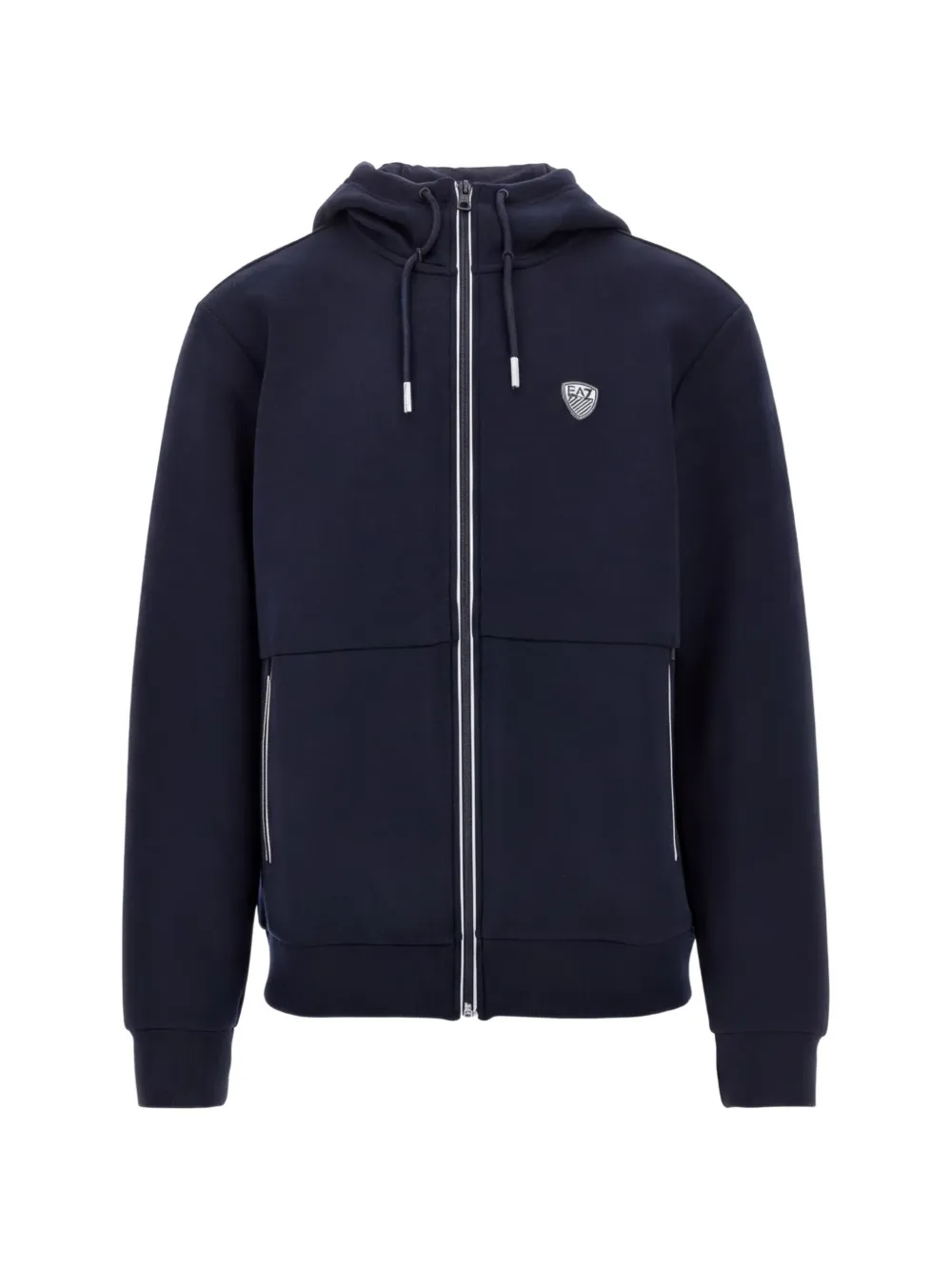 Ea7 Emporio Armani logo-patch zip-up hoodie - Blu