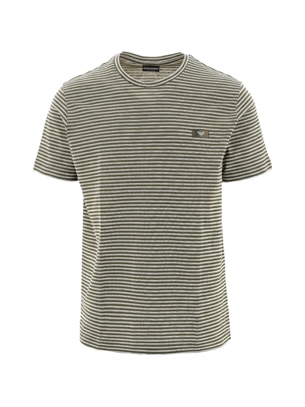 Emporio Armani striped logo-plaque T-shirt - Verde