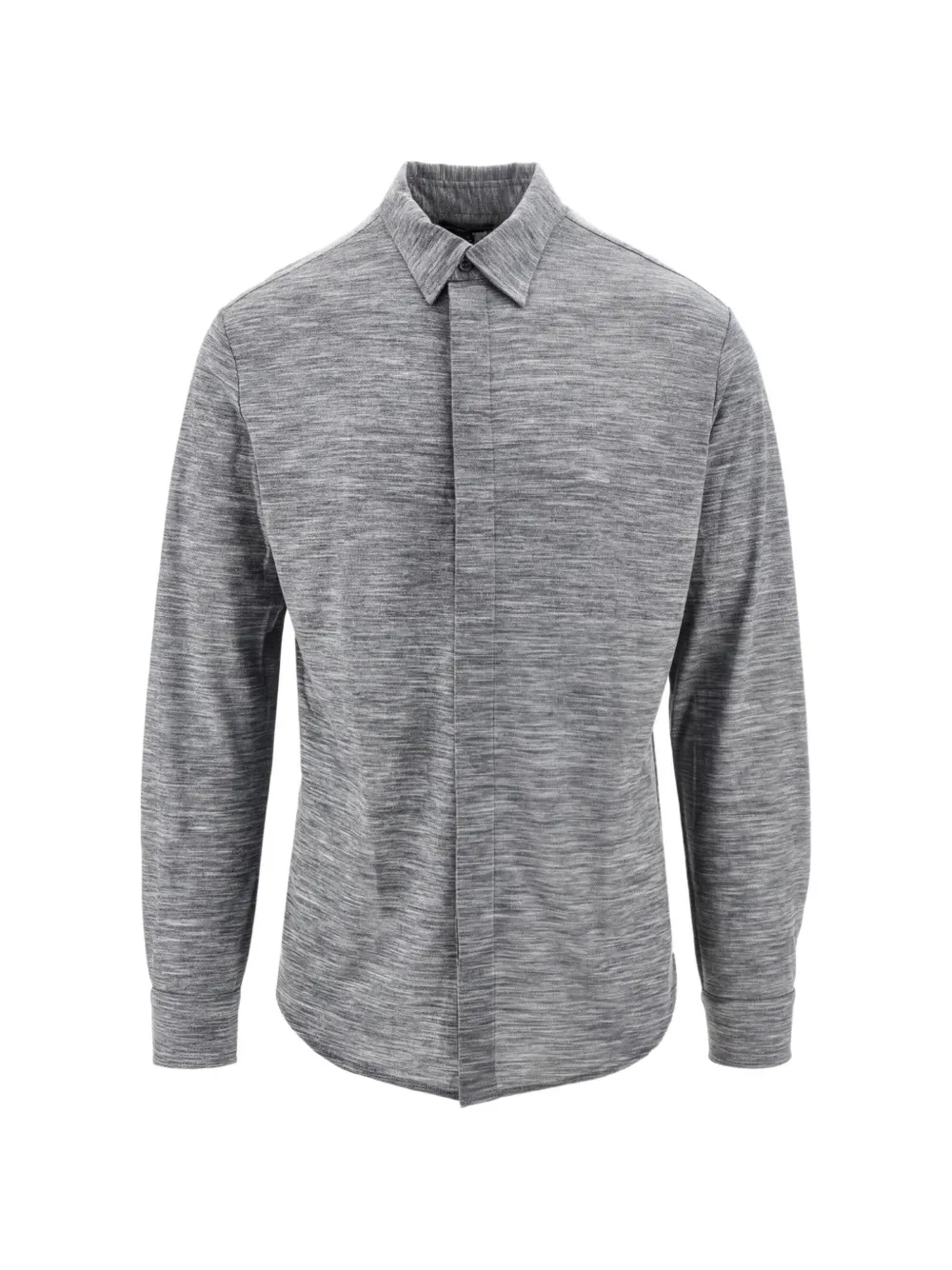Emporio Armani logo-embroidered wool shirt - Grau