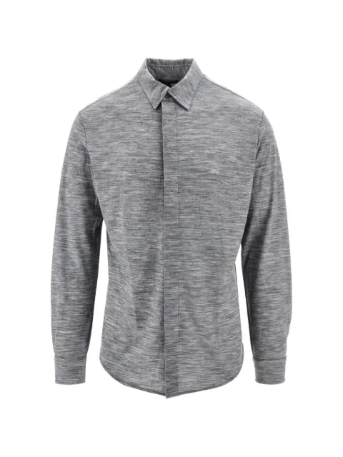 Emporio Armani logo-embroidered mélange-effect shirt