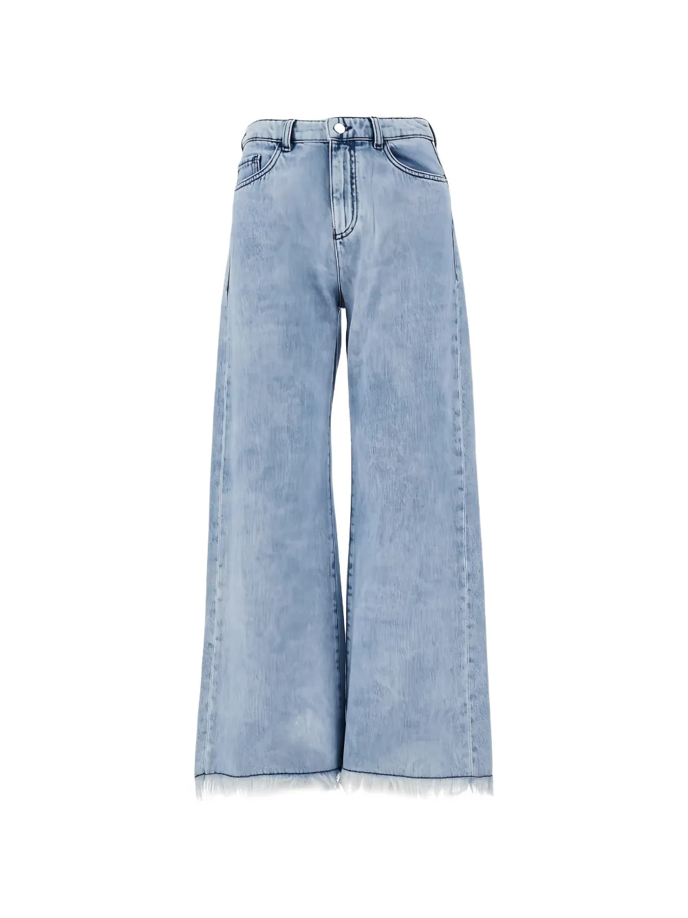 Emporio Armani frayed-hem wide-leg jeans - Blu