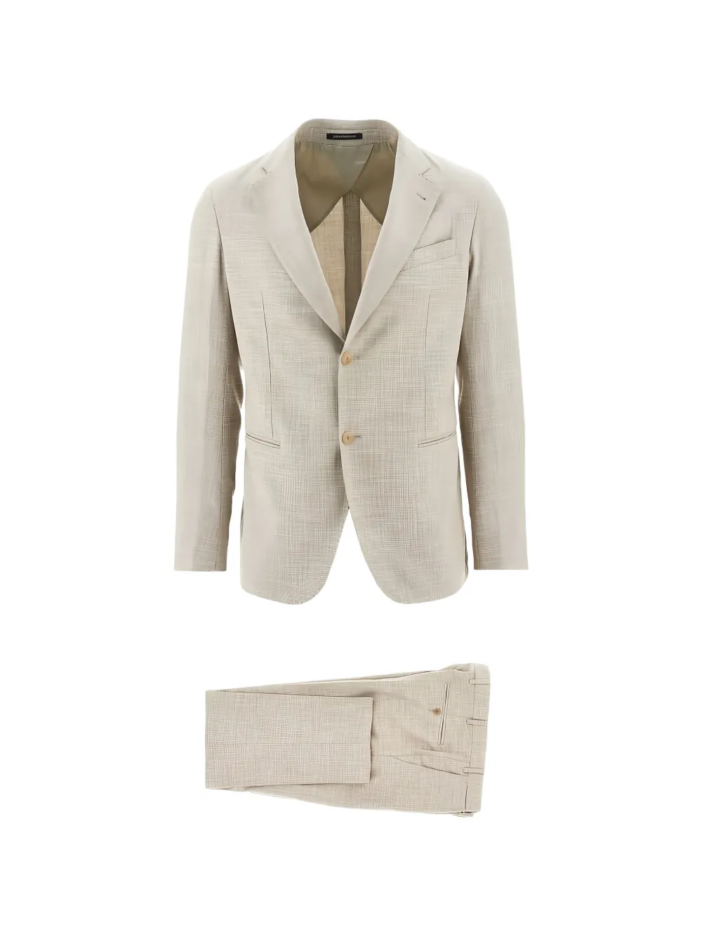 Emporio Armani single-breasted slub-texture suit - Toni neutri