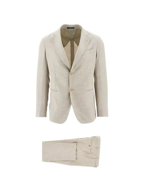 Emporio Armani single-breasted slub-texture suit