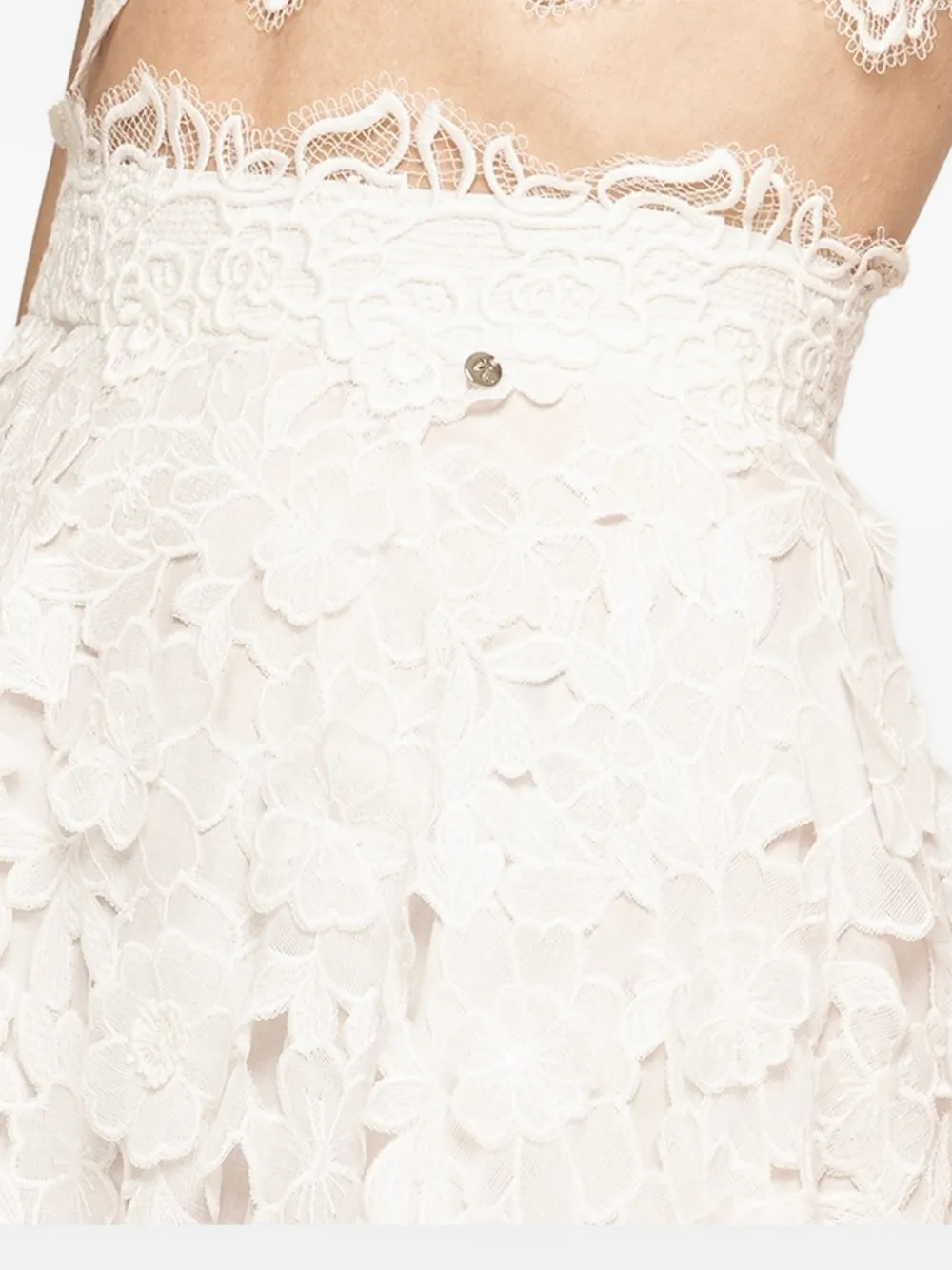NISSA 3D embroidery cotton midi skirt - Bianco