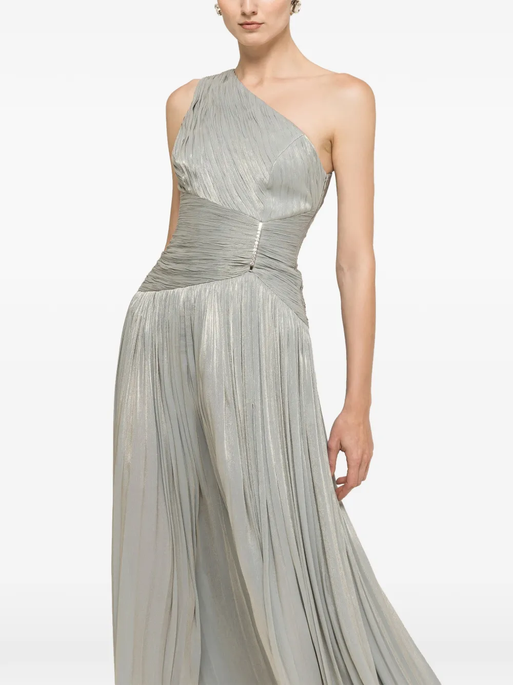 NISSA Asymmetrische voile maxi-jurk Groen