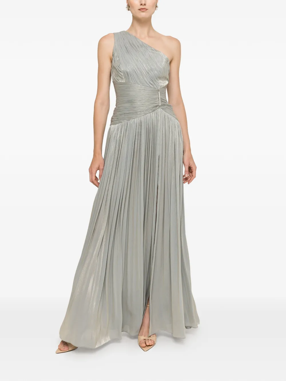 NISSA Asymmetrische voile maxi-jurk Groen