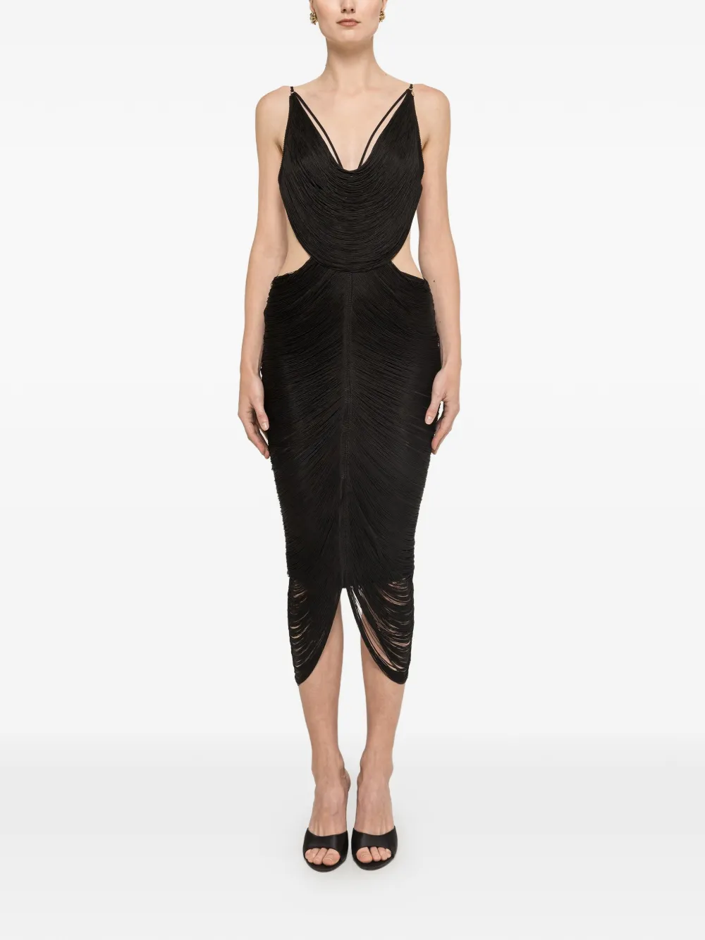 NISSA fringed backless dress - Black