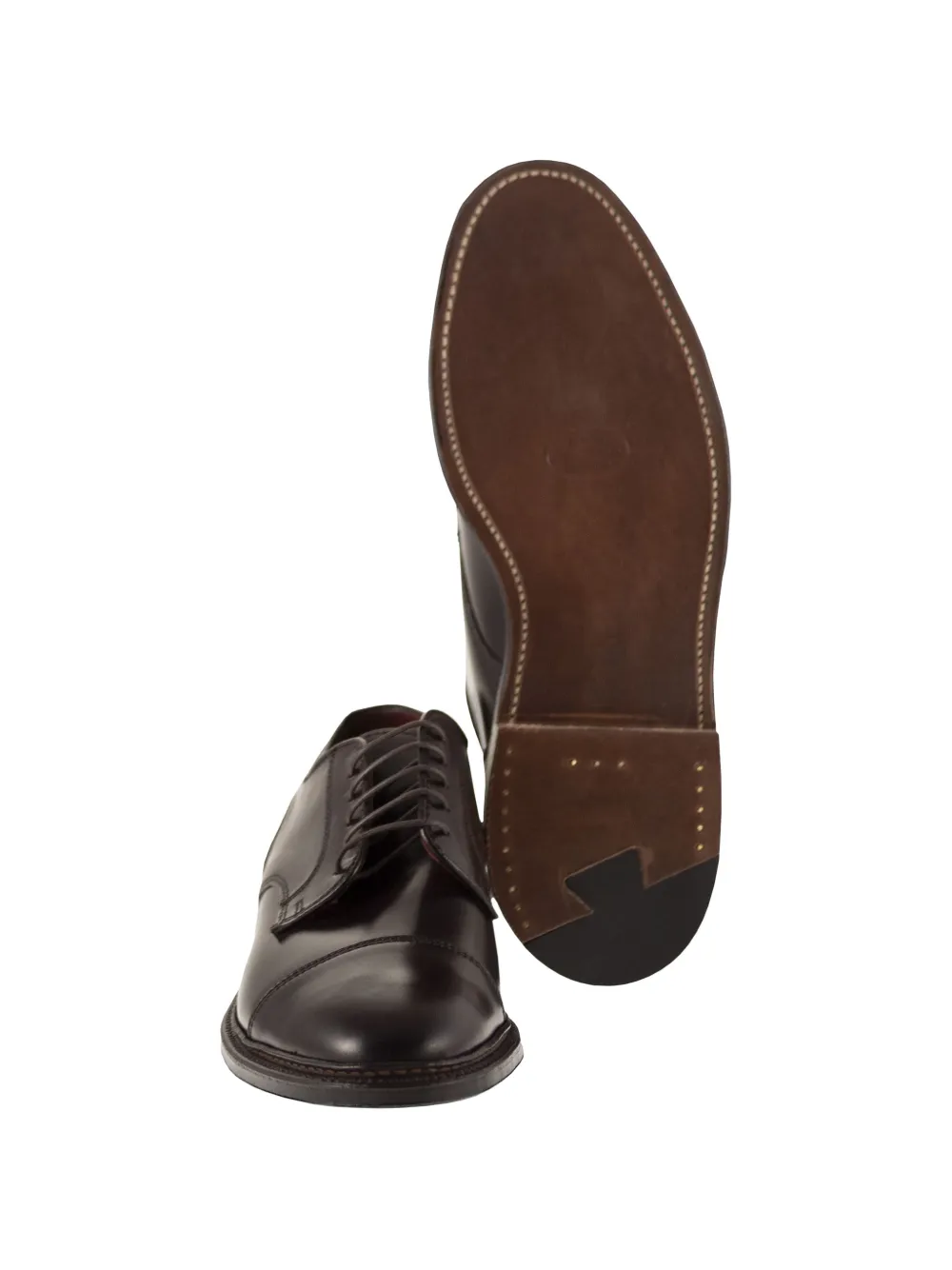 Alden Leren derby schoenen met bewerkte neus Bruin